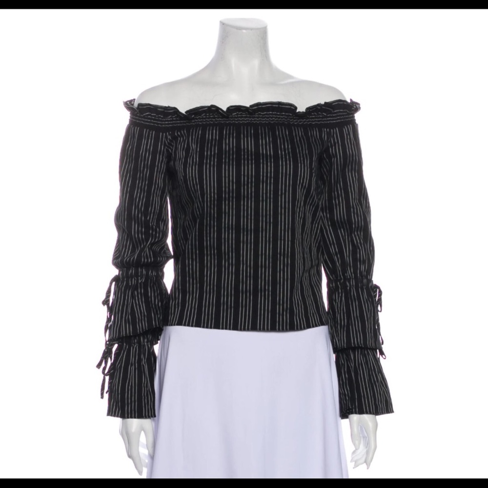 Intermix Striped Off-Shoulder Top